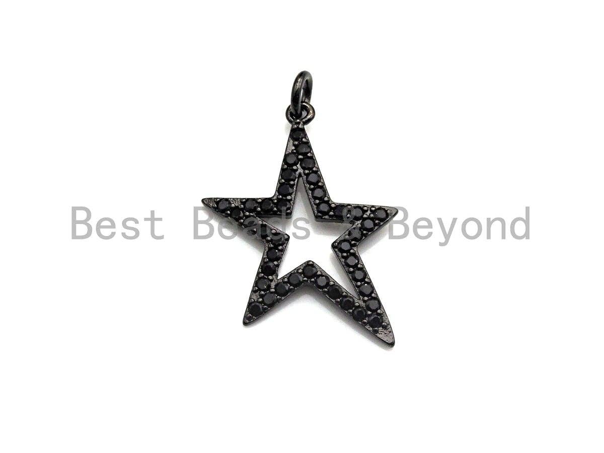CZ Micro Pave Five Star Shape Charm - Pendant