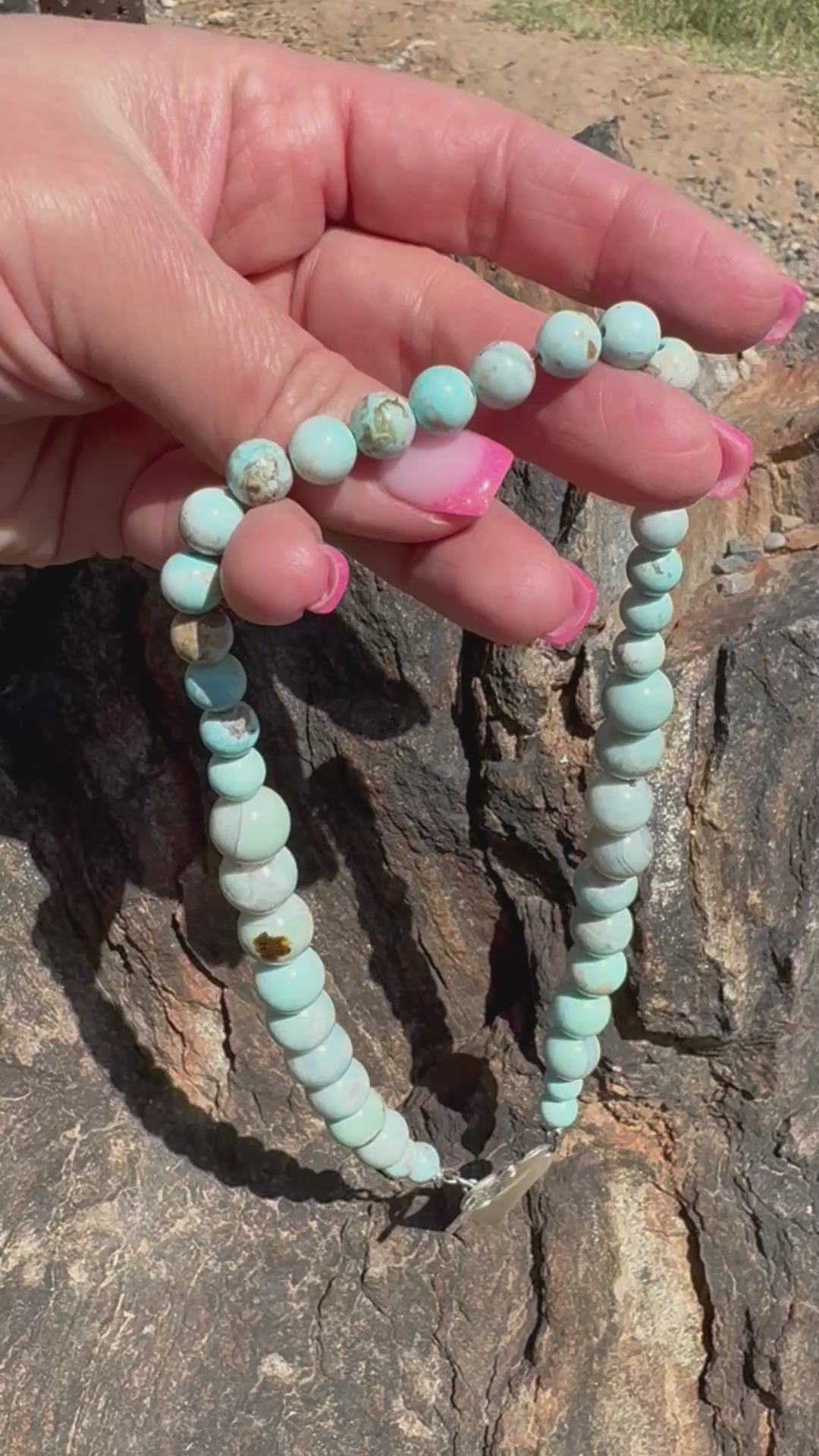 Dragon Skin Agate Bead Necklace with Silver Heart Toggle